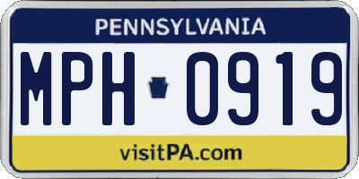 PA license plate MPH0919