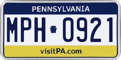 PA license plate MPH0921