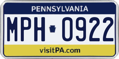 PA license plate MPH0922