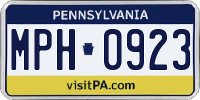 PA license plate MPH0923