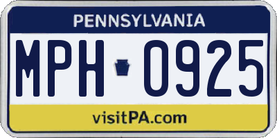 PA license plate MPH0925
