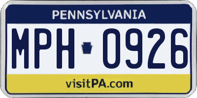 PA license plate MPH0926