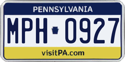 PA license plate MPH0927