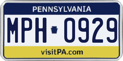 PA license plate MPH0929