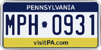 PA license plate MPH0931