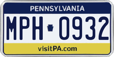 PA license plate MPH0932