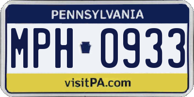 PA license plate MPH0933