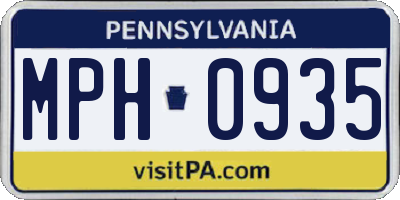 PA license plate MPH0935
