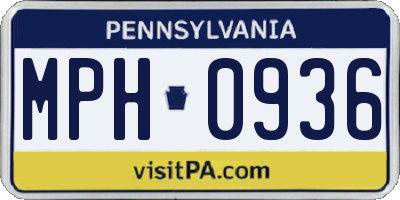 PA license plate MPH0936