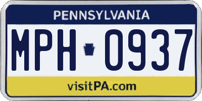 PA license plate MPH0937