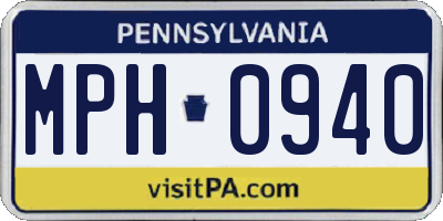 PA license plate MPH0940
