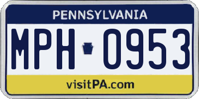 PA license plate MPH0953