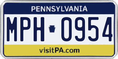 PA license plate MPH0954