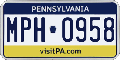 PA license plate MPH0958