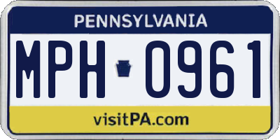 PA license plate MPH0961