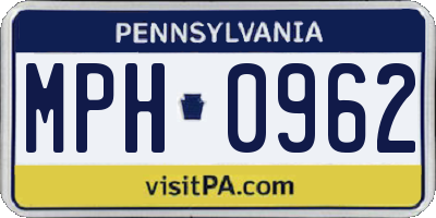 PA license plate MPH0962