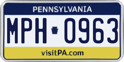 PA license plate MPH0963