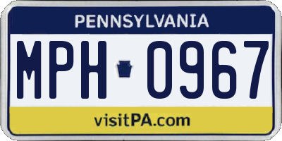 PA license plate MPH0967
