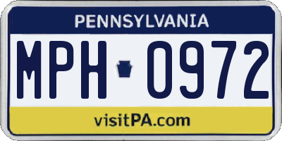 PA license plate MPH0972