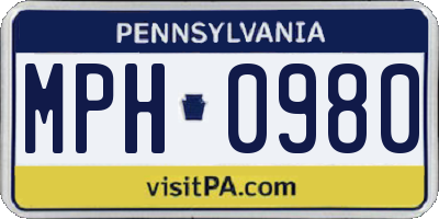 PA license plate MPH0980