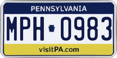 PA license plate MPH0983