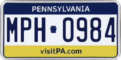 PA license plate MPH0984