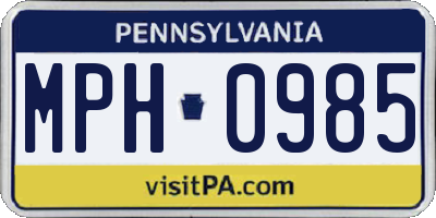 PA license plate MPH0985