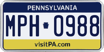 PA license plate MPH0988