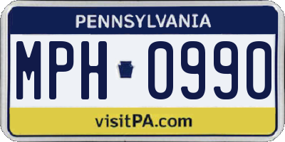 PA license plate MPH0990