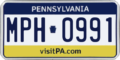 PA license plate MPH0991