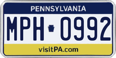 PA license plate MPH0992