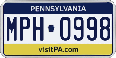 PA license plate MPH0998