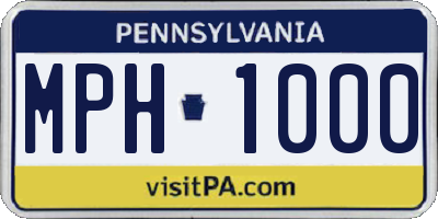 PA license plate MPH1000