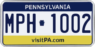 PA license plate MPH1002