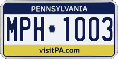 PA license plate MPH1003