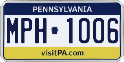 PA license plate MPH1006