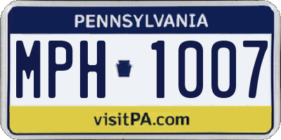PA license plate MPH1007
