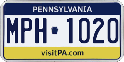 PA license plate MPH1020
