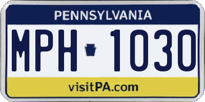 PA license plate MPH1030