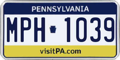 PA license plate MPH1039