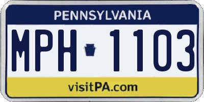PA license plate MPH1103