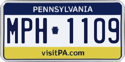 PA license plate MPH1109