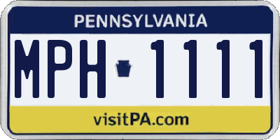 PA license plate MPH1111