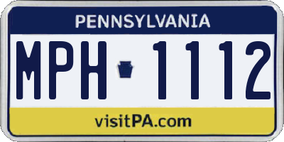 PA license plate MPH1112