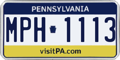 PA license plate MPH1113