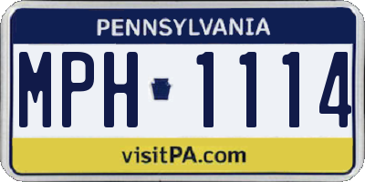 PA license plate MPH1114