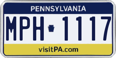 PA license plate MPH1117