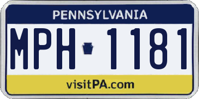 PA license plate MPH1181