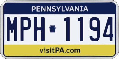 PA license plate MPH1194