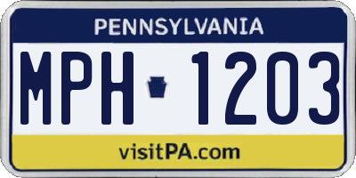 PA license plate MPH1203